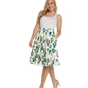NWOT Cactus and Succulent Printed Circle Skirt with Pockets XXL 2X